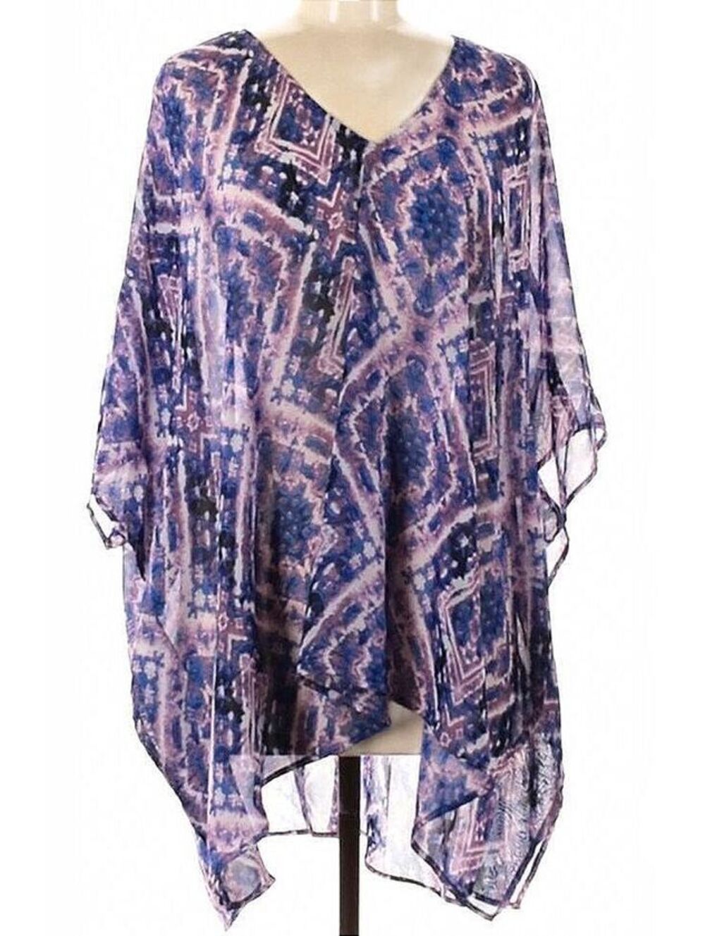 Show Me Your MuMu Women's Medium Swimsuit Cover Up V-Neck Tie-Dye Purple